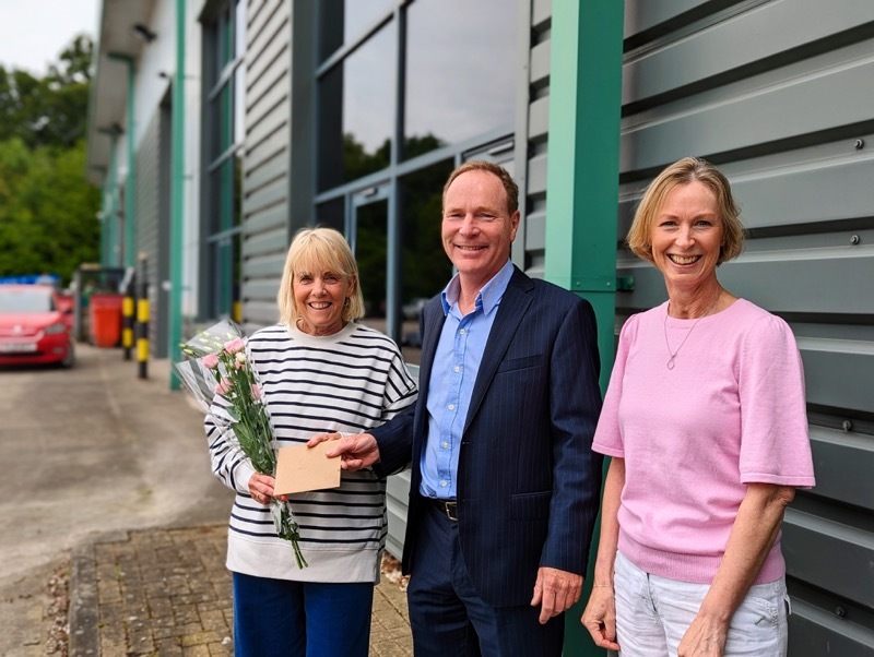 Long-serving Karen Ruth with directors Charles and Emma Mallinson.