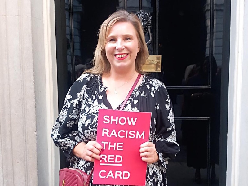 SHOW RACISM THE RED CARD: Lucy Evans.