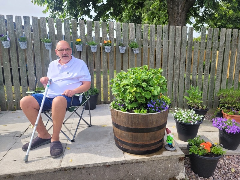 Michael Carr in his garden in Penistone.
