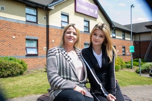 Tea Light Blaze: Tara White with daughter Taylor Farrah at the Premier Inn. Picture: Shaun Colborn PD094196