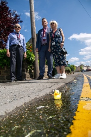 DUCK TO WATER:: Councillors Kevin Osborne, Pauline Markham and Trevor Smith. Picture Shaun Colborn PD094214