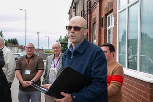 Chris Brook at the blue plaque unveiling