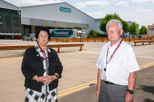 POUNDLAND HUB CLOSURE:  Coun Trevor Cave and Sharon Howard keeping an eye on proceedings in Darton. Picture Shaun Colborn PD094224