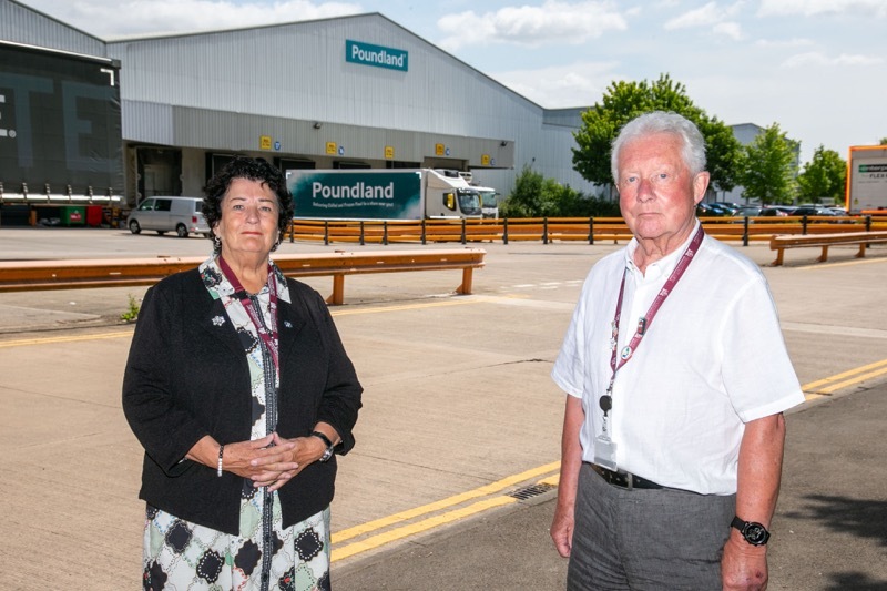 POUNDLAND HUB CLOSURE:  Coun Trevor Cave and Sharon Howard keeping an eye on proceedings in Darton. Picture Shaun Colborn PD094224