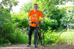 ON HIS BIKE: Matthew Goodwin, who’s all set for his cross-country jaunt.
