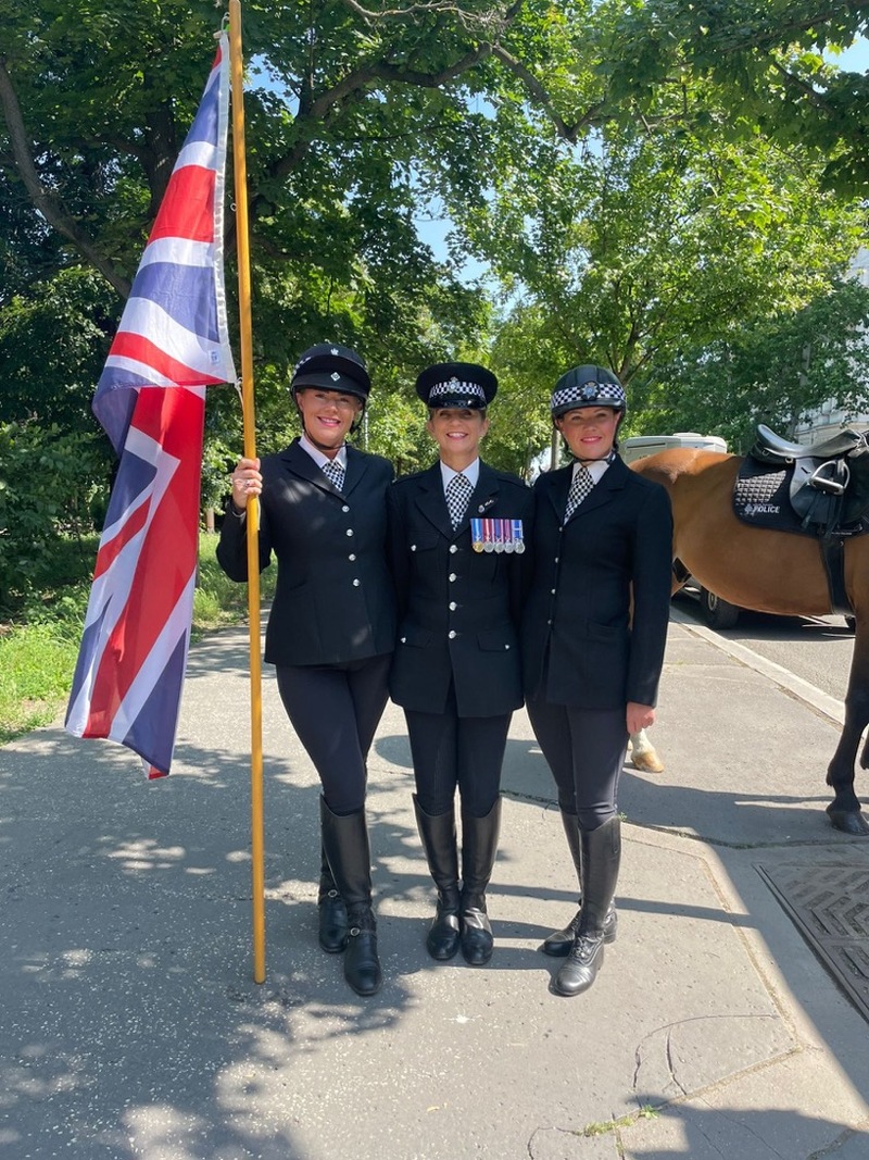 FLYING THE FLAG: Emma-Jo Thorpe, Faye North and Tracey Brown.
