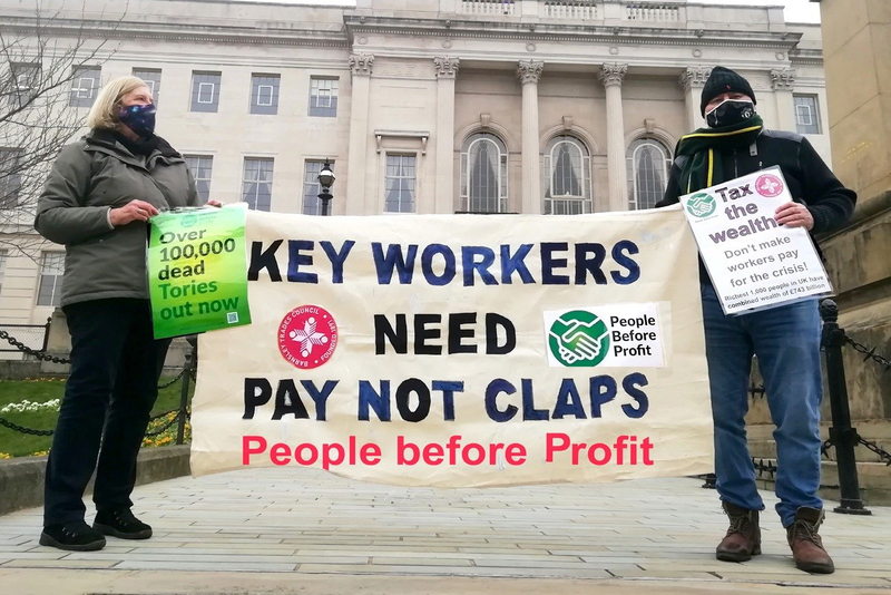 Main image for Budget protest held on town hall’s steps