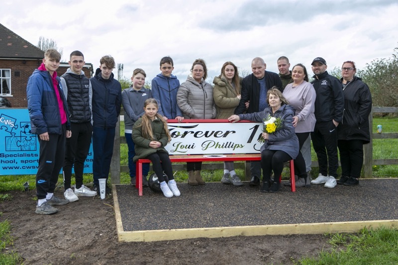 Freinds and family of Loui Phillips gather at the memorial bench in Cudworth. Picture Shaun Colborn PD092028