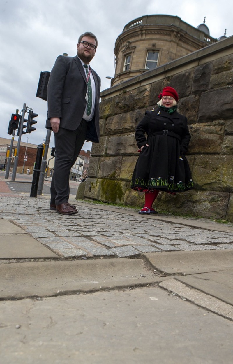 PROBLEM SOLVED: Coun James Higginbottom, who confirmed the council will improve a gulley which was pointed out by Nic Frances in last week’s Chronicle.