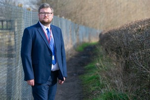 Footpath Refurbished: Coun James Higginbotham at the site of the footpath which is set to be re laid. Picture Shaun Colborn PD092955