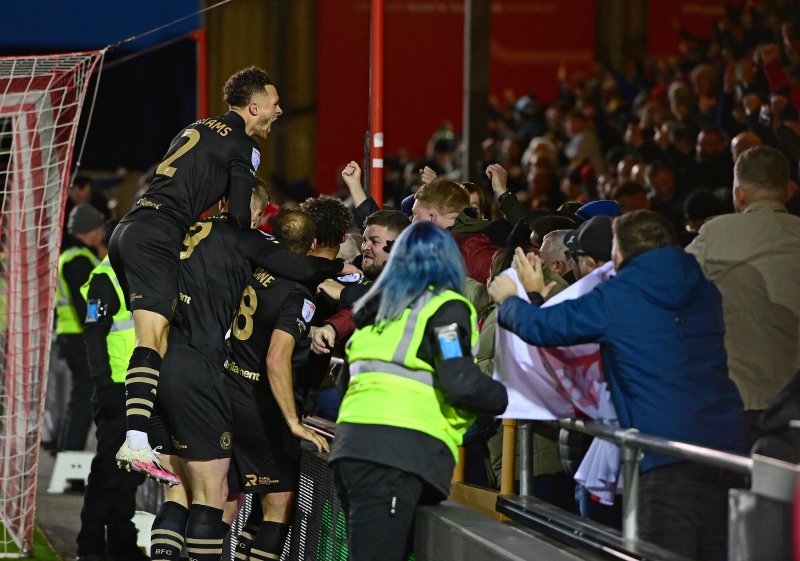 Barnsley celebrate at Lincoln in November