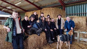 SPECIAL VISIT: Jimmy Dickinson and Paul Robson with students at Wigfield Farm.