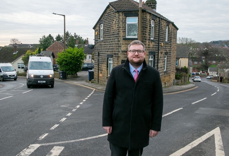 BAD JUNCTION: Coun James Higginbottom at the junction of Stainboro rd and Keresforth hill road. Picture Shaun Colborn PD092896