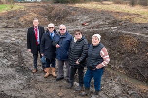 FLOOD WORK: Darfield Couns Kevin Osborne and Trevor Smith with Low Valley Flood Group’s Linda Wilding, Sue Bradshaw and Andrew Lawrence.
