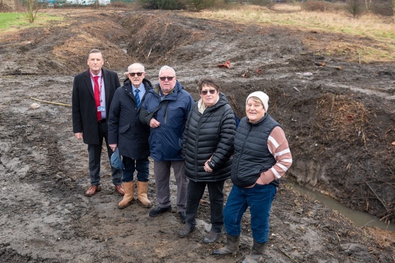 FLOOD WORK: Darfield Couns Kevin Osborne and Trevor Smith with Low Valley Flood Group’s Linda Wilding, Sue Bradshaw and Andrew Lawrence.