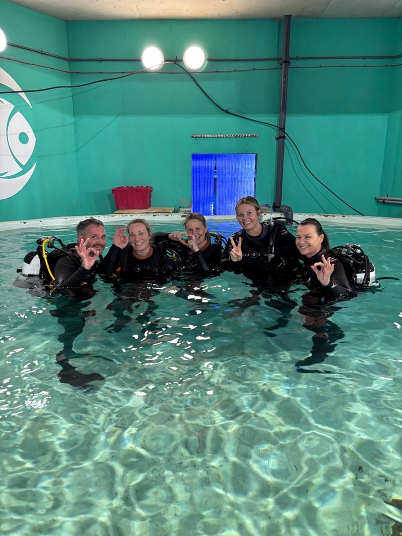 SHARK DIVE: Some of those who took part in the fundraiser.