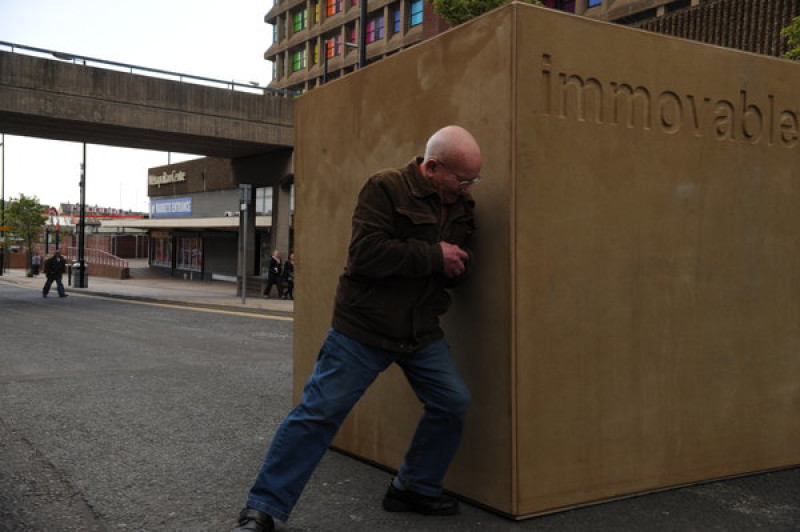 Main image for Immovable block has shoppers baffled