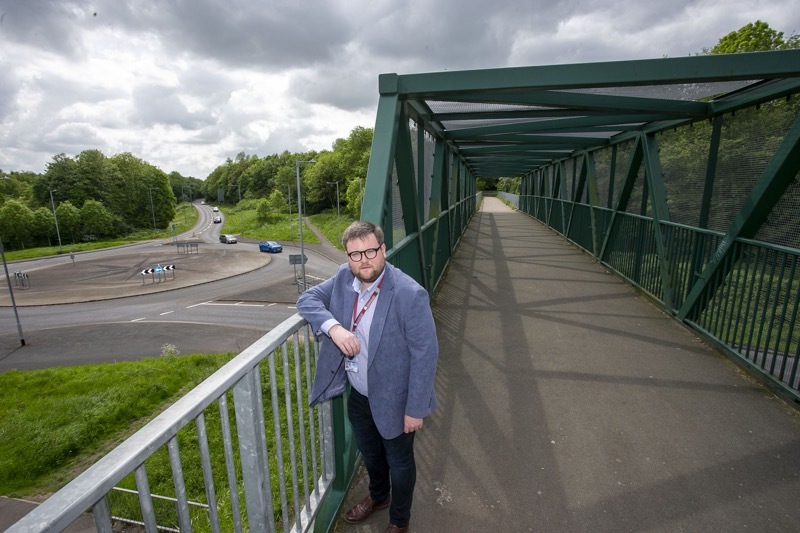 Netherwood Bridge: Dicing with death, pupils who climbed on a bridge roof 40ft above a busy Wombwell bypass road, were condemed by a angry coun James Higginbottom. Picture Shaun Colborn PD092168