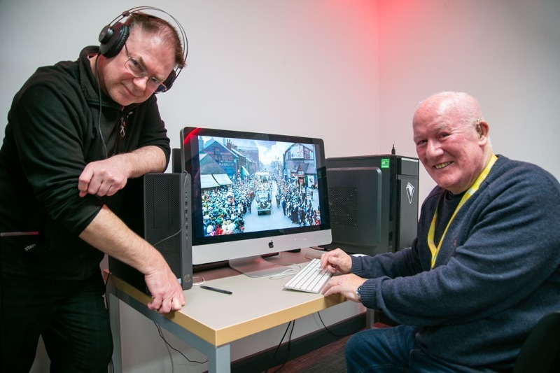 ORWELL CONNECTION: Dave Cherry and Darrell Ford in the media suite at Barnsley SciTech. Picture Shaun Colborn PD093093