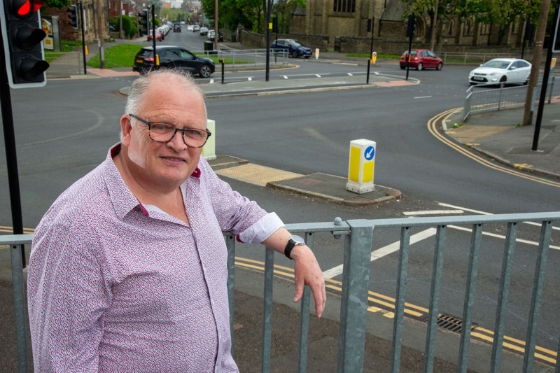 CLEARER VIEW: Street furniture removed from the Keresforth, Race common road junction, much to the delight of Coun Phil Wright. Picture Shaun Colborn PD093138