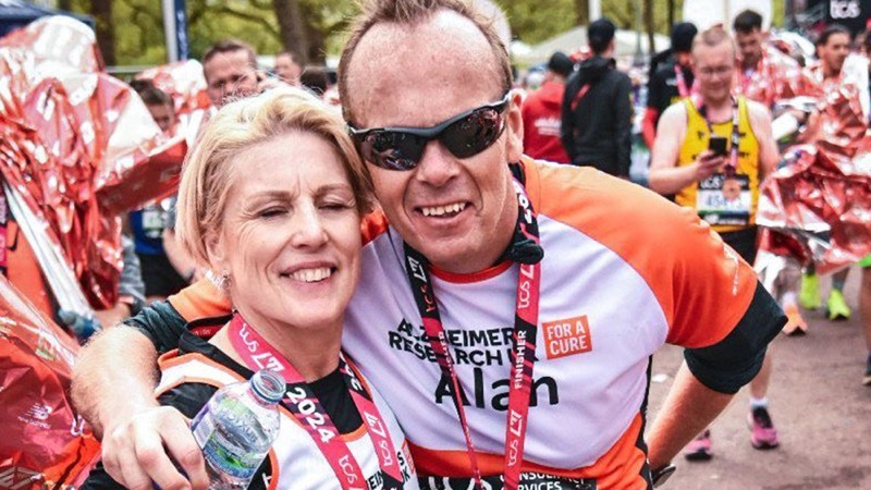 FOURTH MARATHON: Julie Allen and her brother Alan Smith.