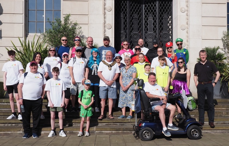 The mayor and mayoress join walkers as they raise money for the chemotherapy unit at Barnsley hospital