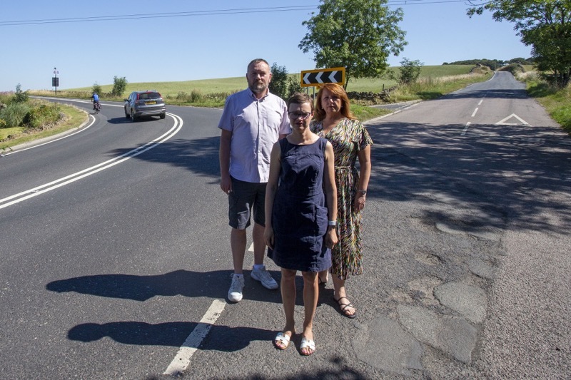 ACTION NEEDED: Couns David Greenhough, Hannah Kitching and Mandy Lowe-Flello at the blackspot.