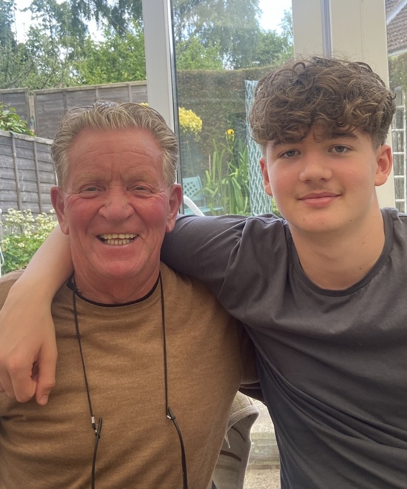 TO THE SKIES: David Patrick with his grandson Sam.