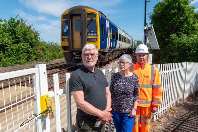 CONCERNED: Couns Phil Lofts and Jo Newing with Network Rail’s Nigel Earnshaw. Picture: Charley Atkins.