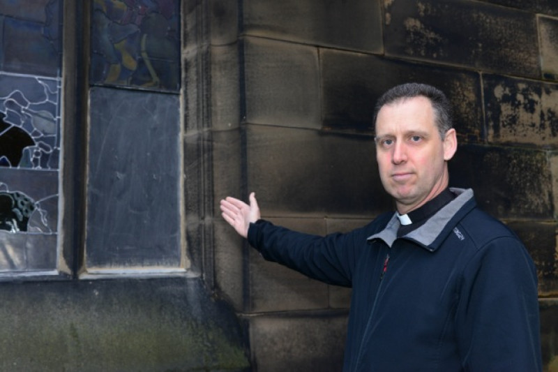 Main image for Stained glass church window smashed by thieves