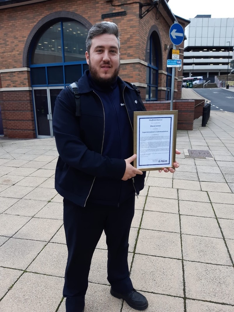 Main image for Bus driver receives commendation for tackling Barnsley criminal