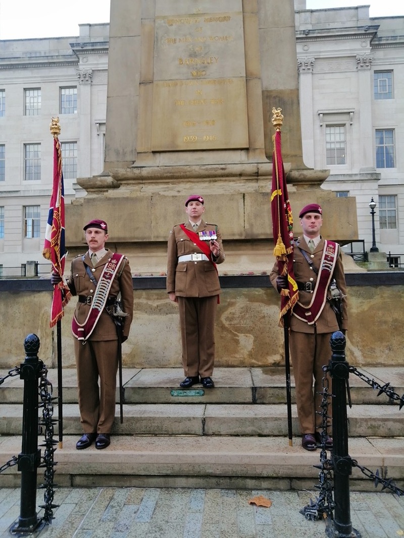 UNVEILED: The memorial stone for Sgt Ian McKay outside the town hall.