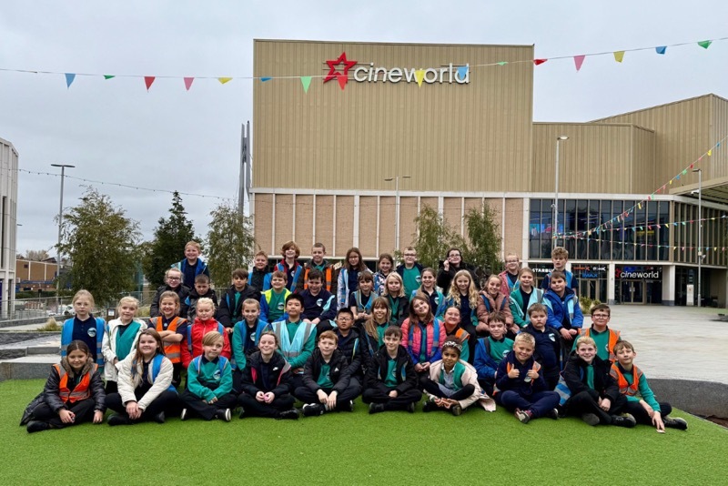 VISIT: Hoyland Common Primary’s year fives in the town centre.