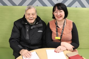Jane Mills, Charity Development Manager for Barnsley Hospital Charity, with Dickie Bird.