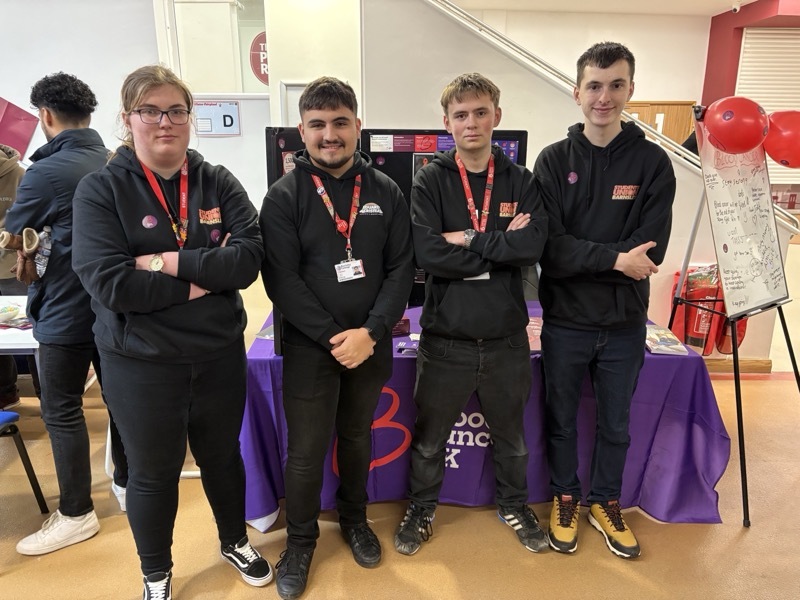 Brooke Holgate, Eduard Cristea, Liam Barton Elias Howard, fundraising for Blood Cancer UK.