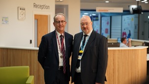 HEALTH HUB: Sir Steve Houghton, leader of the council, with the hospital’s director of operations, Shaun Garside. Picture: Scott Firth.