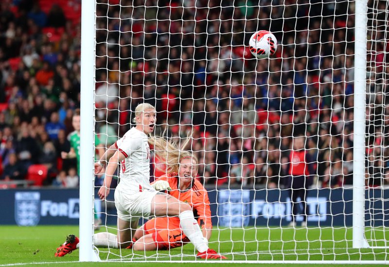 Bethany England scores at Wembley on Saturday. Picture: Getty