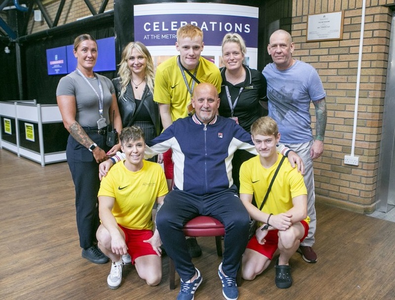 Michael Rossi with the team of metrodome staff,Amanda Potter, Lara Horton, GG Mellows,becky wright logan johnson, leanne Hinchcliffe, and Alexander Griffiths, along with a newly qualified nurse, and gym members who all did their bit to save Michael’s life. Picture Shaun Colborn PD092567