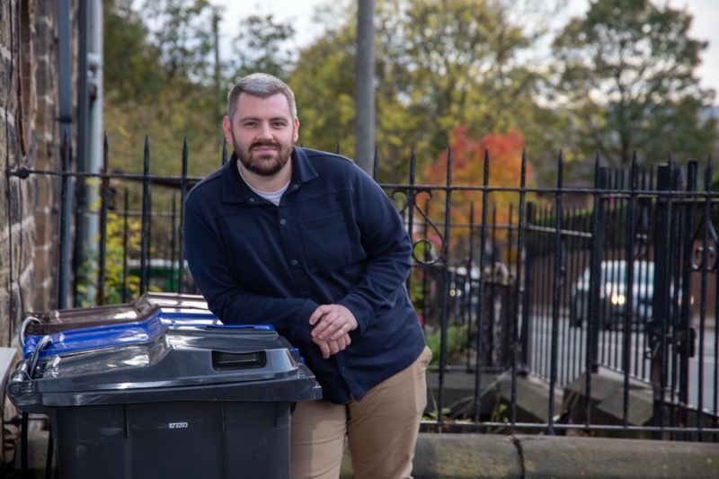 BIN COLLECTION WOES: Coun Jake Lodge Picture Shaun Colborn PD094581