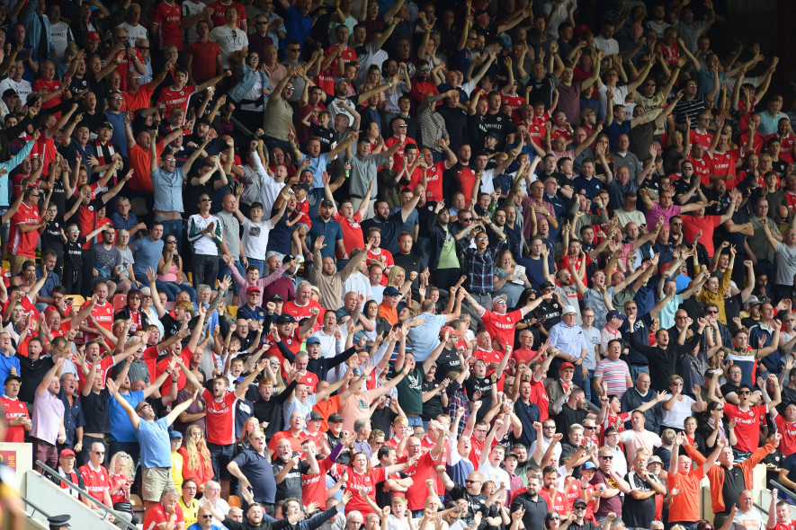 Barnsley fans at Bradford on their last league visit in 2018