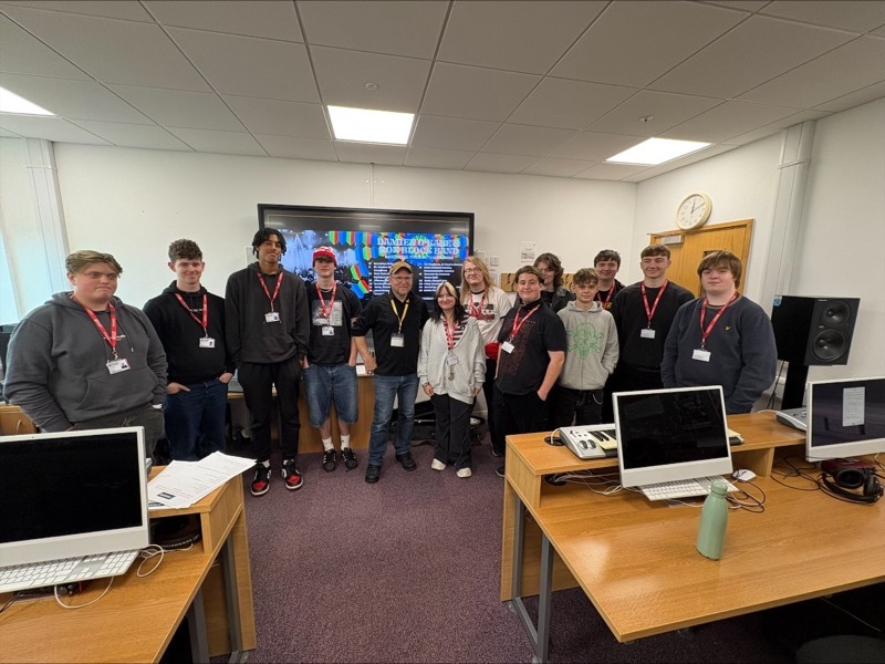 SPECIAL VISIT: Ron Block with the students.