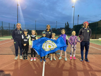 Barnsley Tennis Club's Alice Robson with junior players