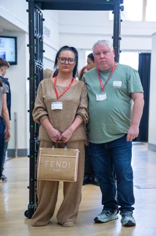 KNIFE ARCH: Caroline and Mark Willgoose at Penistone Grammar School this week. Picture Shaun Colborn