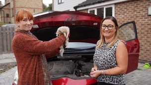 TROUBLE CAUSER: Tamsyn Crossland (left) holding Jimbob and Sarah Guest (right). Picture: Scott Firth.