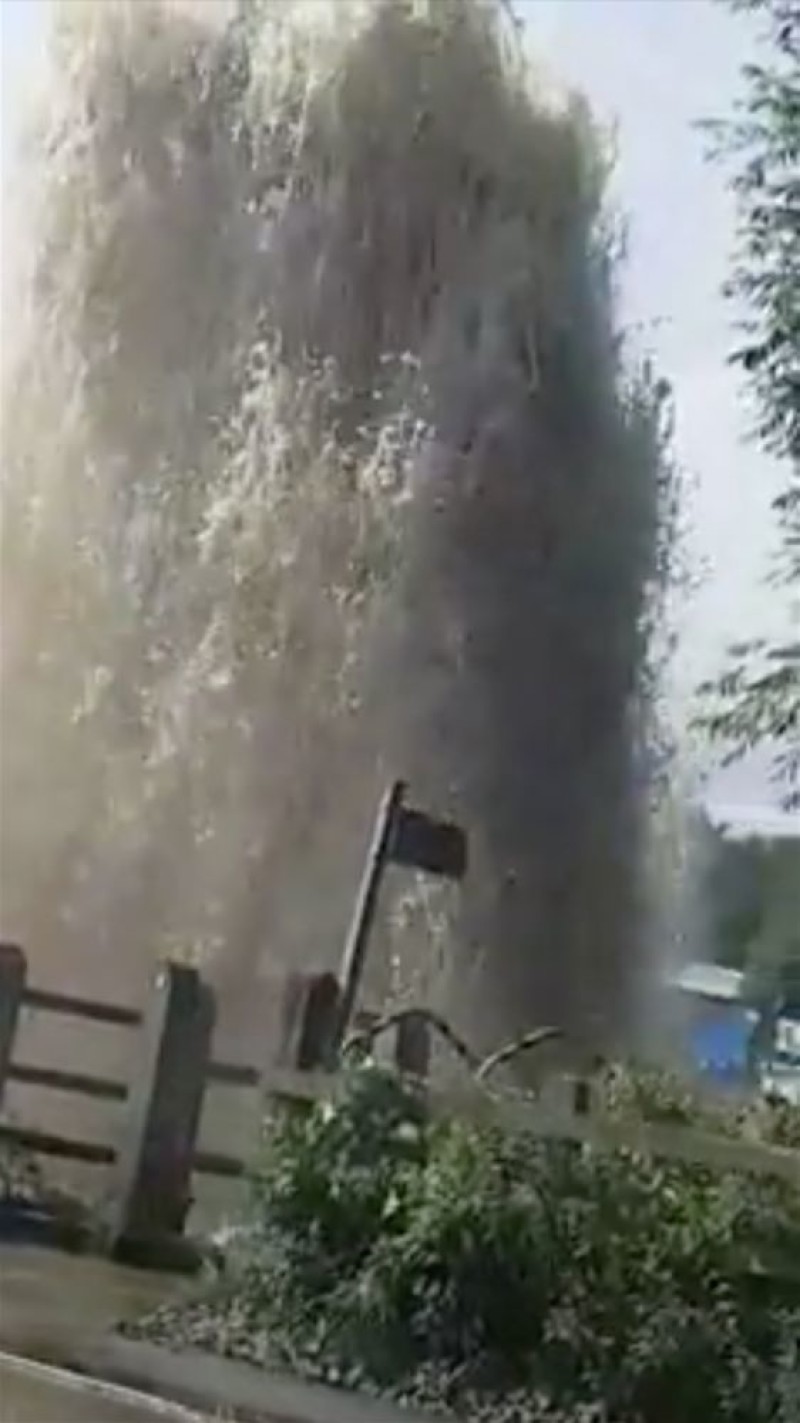 Main image for Leak sent water gushing into air