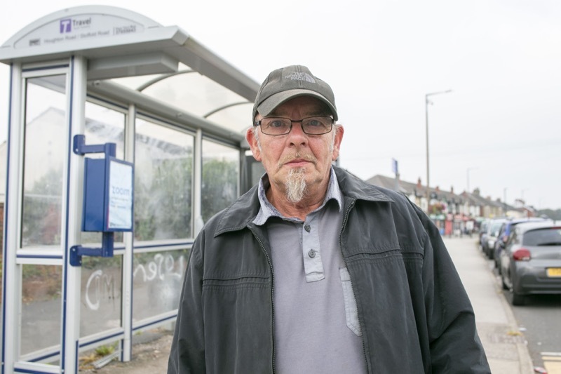 Buses stopped: Martin Morrell at a bus stop in thurnscoe were services have been suspended again. Picture Shaun Colborn PD092494