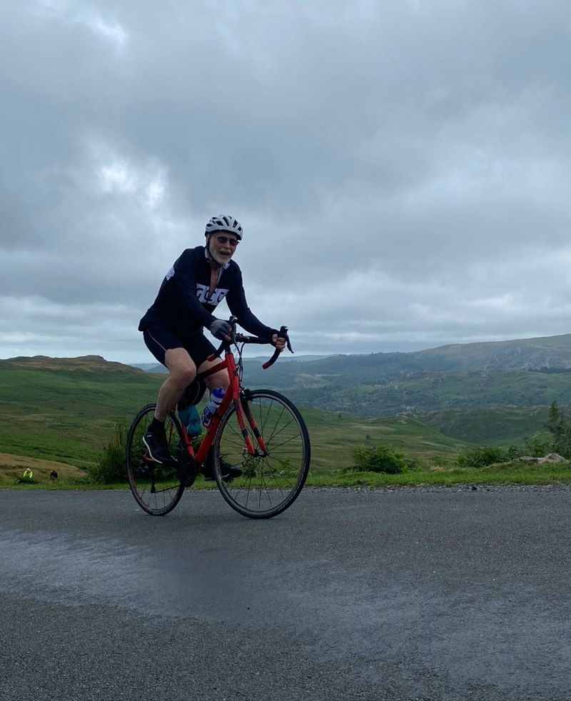 John Heckingbottom, 71, riding through the Lake District.