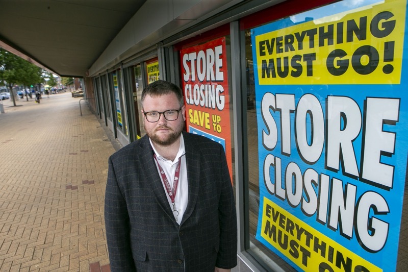 All Change at Wilko: Coun James Higginbottom outside the Wombwell branch of Wilko, which could become the new poundland. Picture Shaun Colborn PD092516
