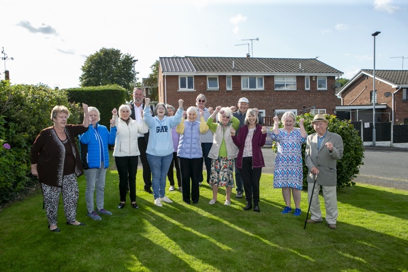 Coun Dave White with residents from primrose avenue after the council announced they had not approved planning. Picture Shaun Colborn PD092488
