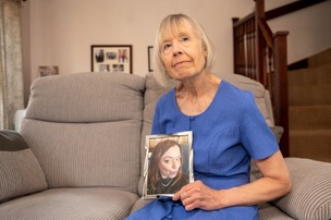 SUPPORT: Gillian Harris holding a picture of her late daughter, Liz. Picture: Charley Atkins.